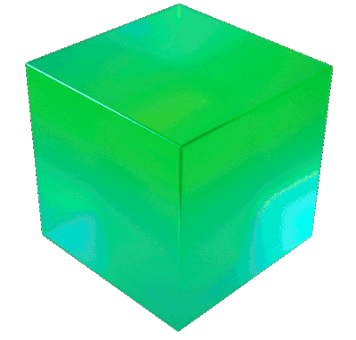 Green rotating cube