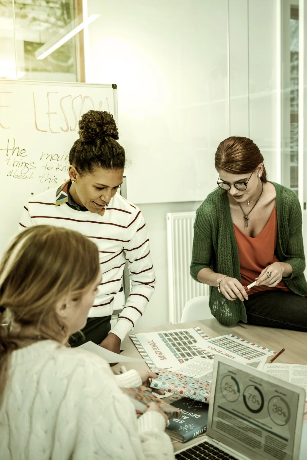 casual team in office setting working together