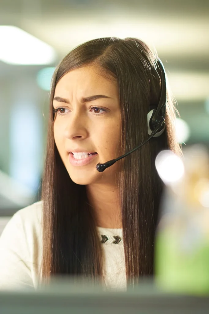 incident response time woman concerned on headset