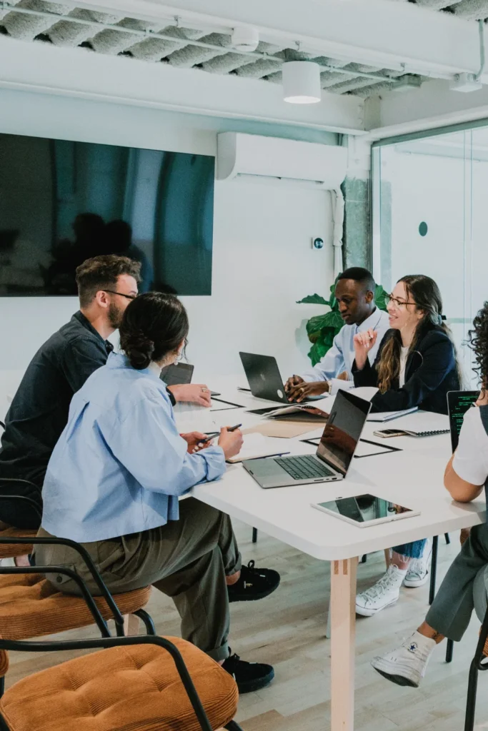 office workers in meeting room