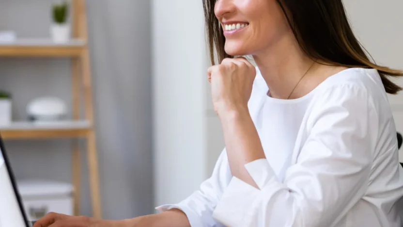 woman on computer